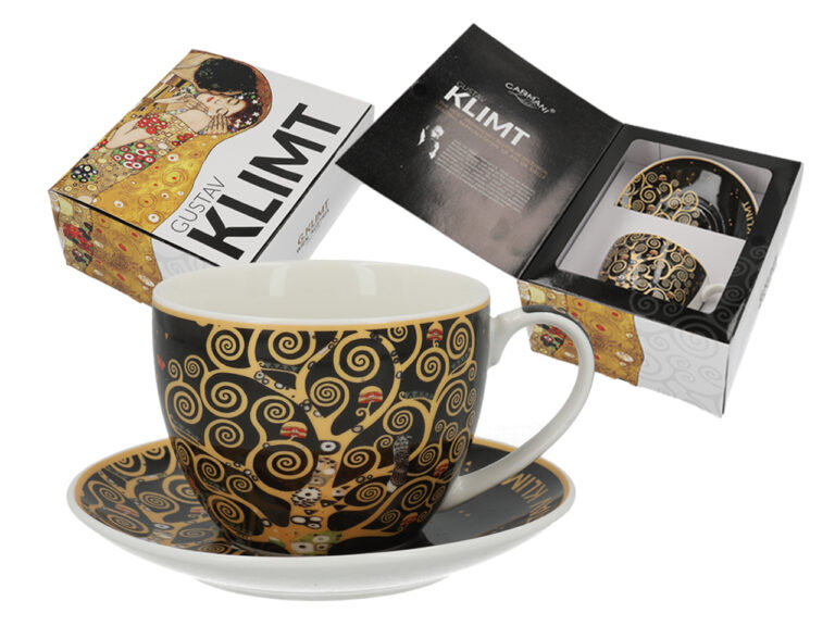 Filiżanka ze spodkiem G Klimt Drzewo życia CARMANI