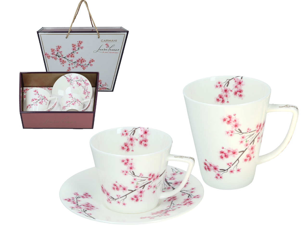 Komplet filiżanka i kubek Kwitnąca wiśnia CARMANI
